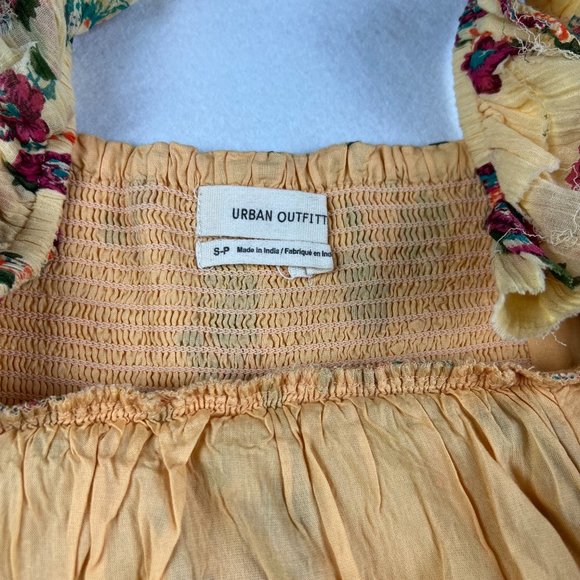 Urban Outfitters Orange Ruffled Gauze Floral Mini Dress Size Small - Picture 4 of 6